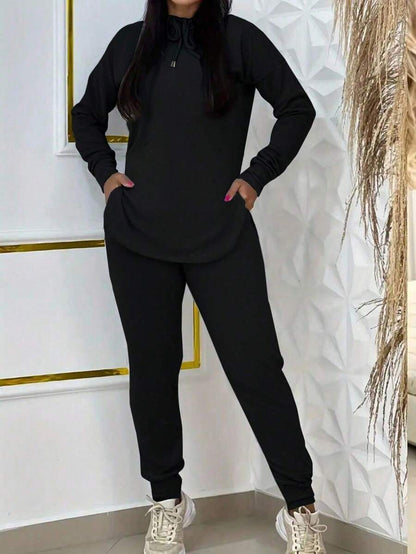 Damen Sportliches Lounge-Set mit Kapuze und Taschen