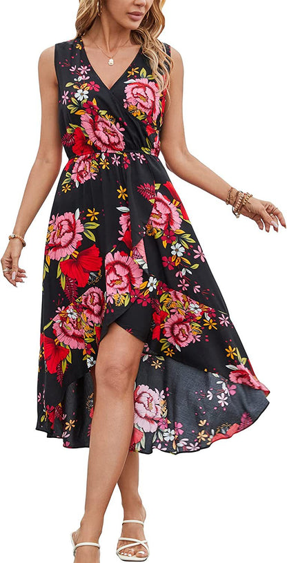 Damen Maxikleid Floralmuster Schwingender Saum Norvielle