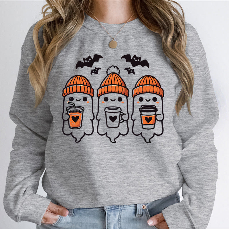 Damen Sweatshirt Gespenster-Design Gemütlich Grün