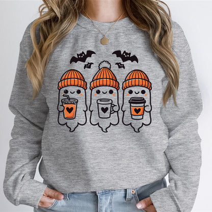 Damen Sweatshirt Gespenster-Design Gemütlich Grün