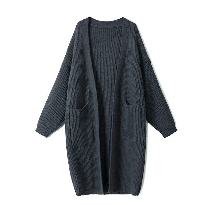 Damen Strickcardigan Übergröße Lässiger Schnitt Mit Taschen Beige