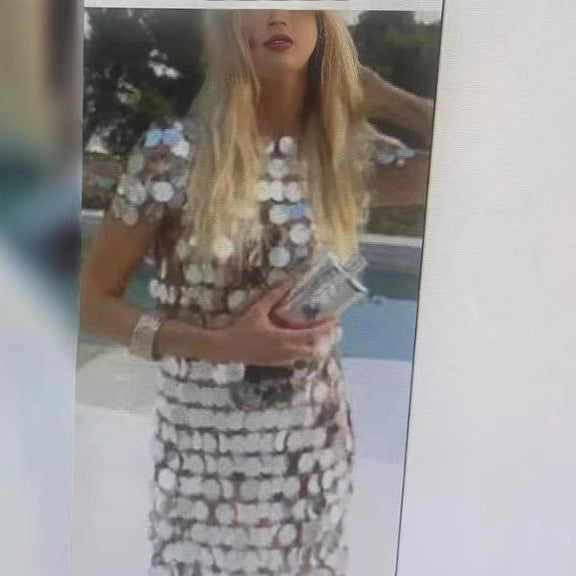 Damen Abendkleid Glitzernd Paillettenbesatz Figurbetont Schwarz - Norvielle