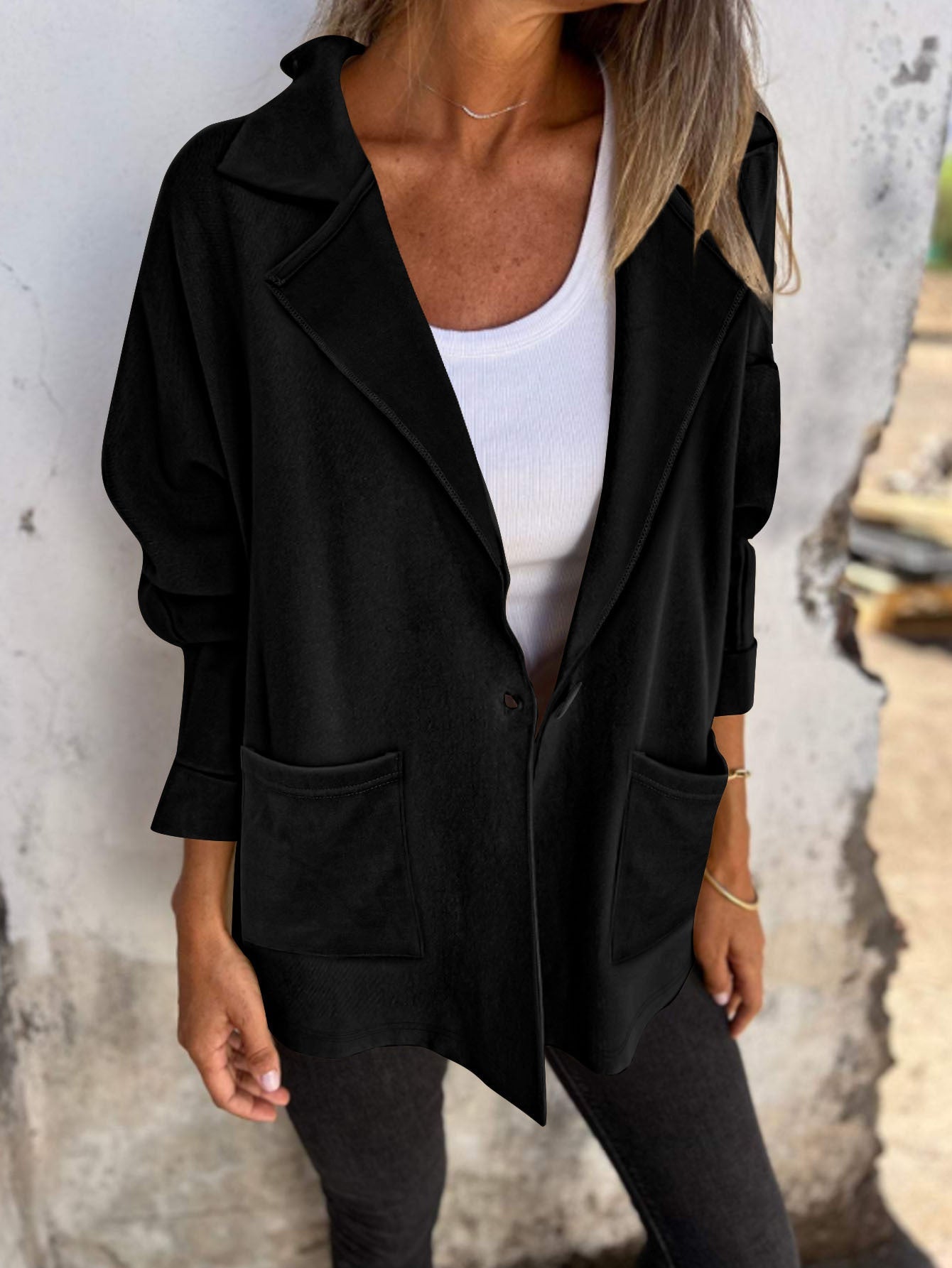 Damen Oversized Blazerjacke mit Taschen Norvielle