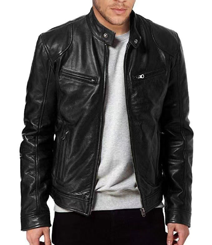 Herren Lederblouson Vegan Stehkragen