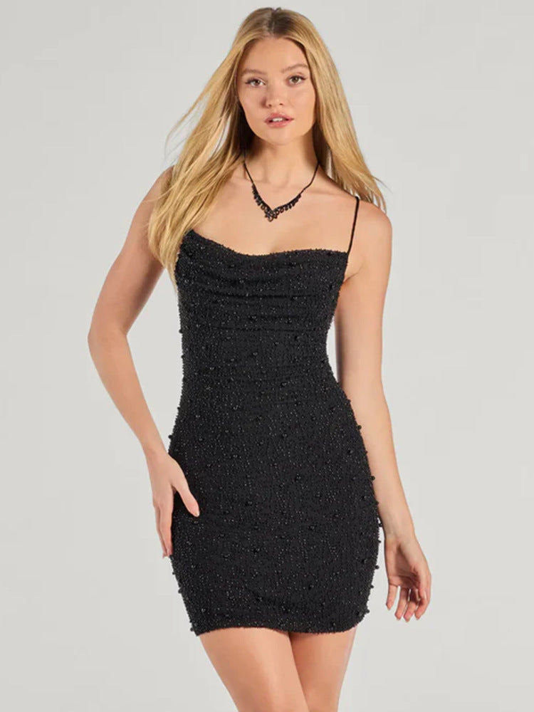 Damen Minikleid Figurbetont Spaghettiträger Norvielle