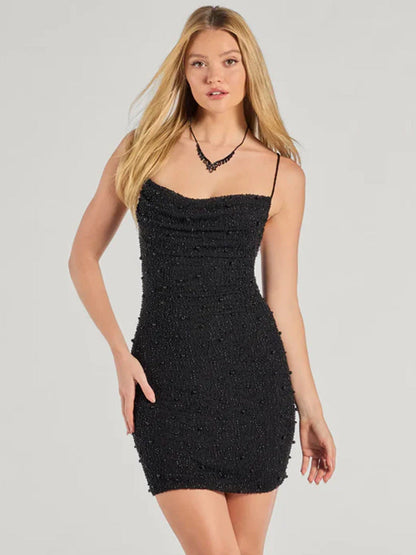 Damen Minikleid Figurbetont Spaghettiträger Norvielle