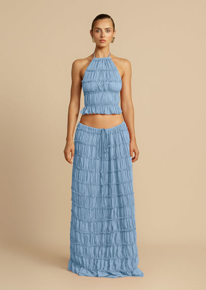 Damen Maxikleid Gerafftes Oberteil Eleganter Taillenauschnitt