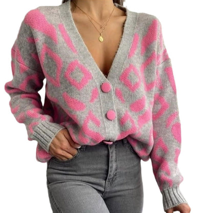 Damen Strickjacke Tiermuster Weich Norvielle