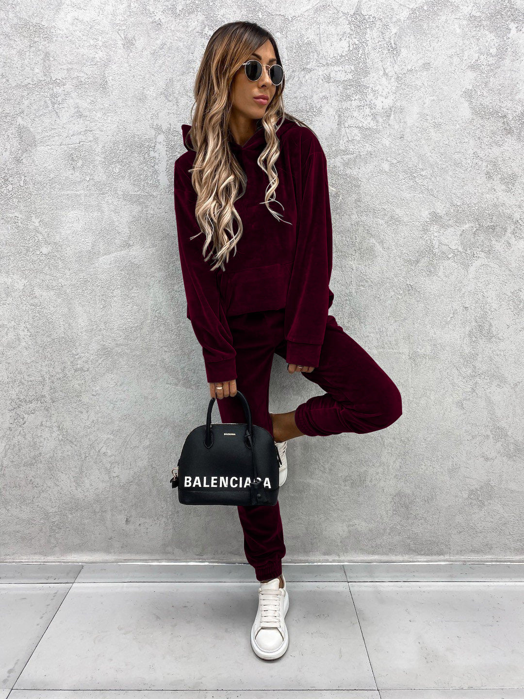 Damen Fleece-Jogginganzug Hochkragen Elastisch Norvielle