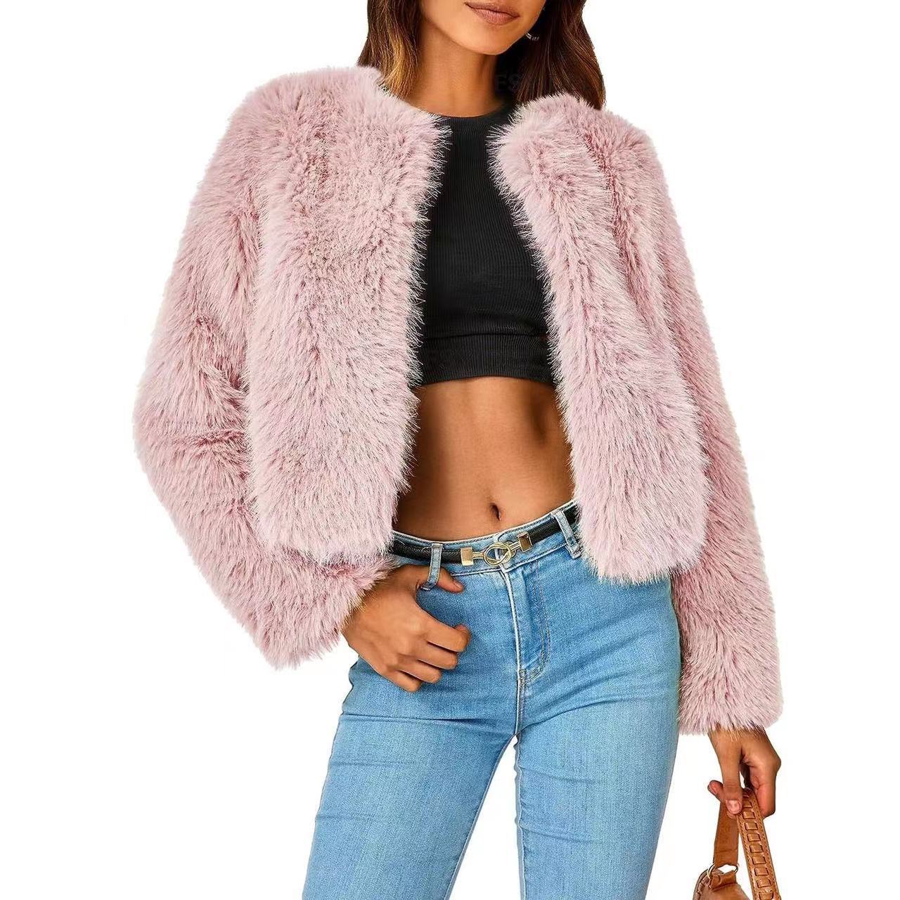 Damen Fleecejacke Fell-Design Voluminöse Ärmel Norvielle