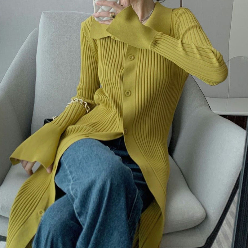 Damen Strickhemd Langärmlig Rippdesign Norvielle