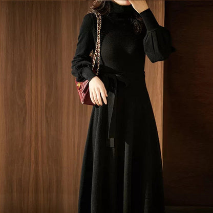 Damen Strickkleid Hohler Kragen Taillierbar Norvielle