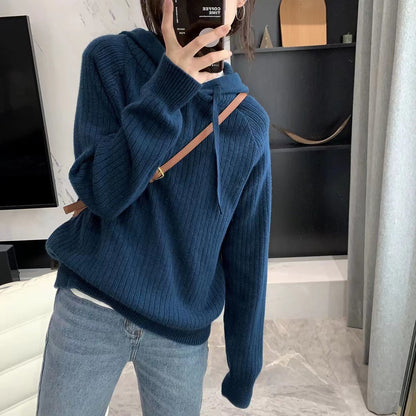Damen Kapuzenpullover Feine Rippstruktur Lässiger Schnitt Norvielle