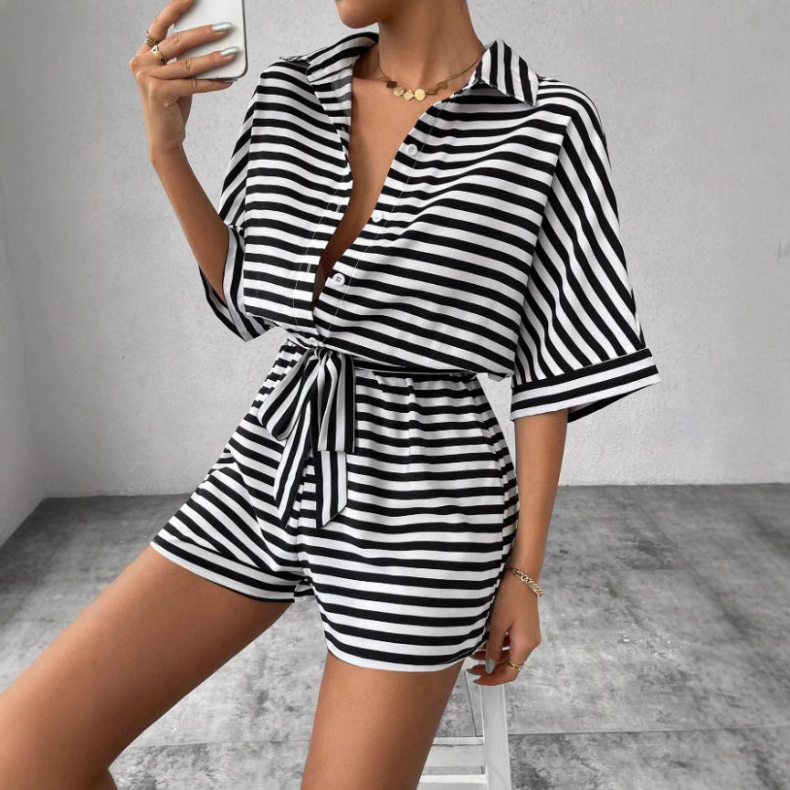 Damen Kurzoverall Gestreift Von Norvielle