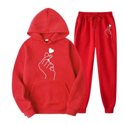 Damen Jogginganzug Herzmotiv Bequem Norvielle