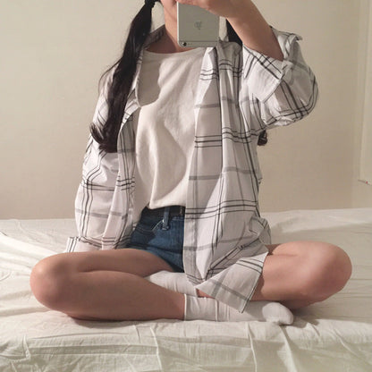 Damen Overshirt-Bluse Gestreift Lässiger Schnitt Übergroße Ärmel - Norvielle