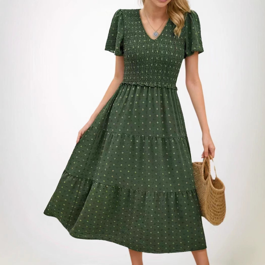 Damen Midi-Kleid Elastisch Rüschen Norvielle