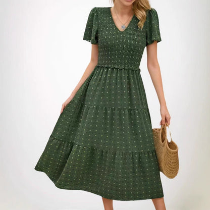Damen Midi-Kleid Elastisch Rüschen Norvielle