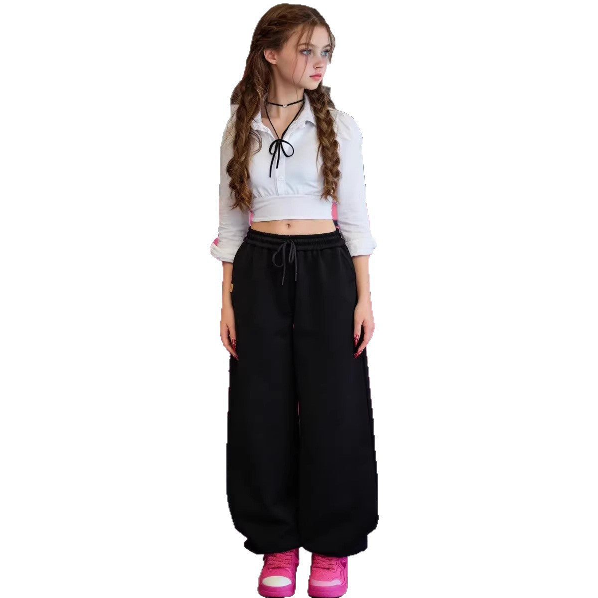 Damen Sweatpants Elastischer Bund Weite Beinpartie