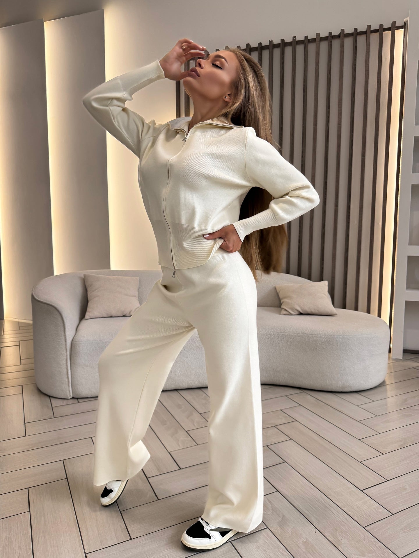 Damen Sportanzug Hoodie Hose Elastischer Bund
