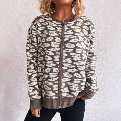 Damen Strickjacke Florales Muster Durchgehende Knopfleiste
