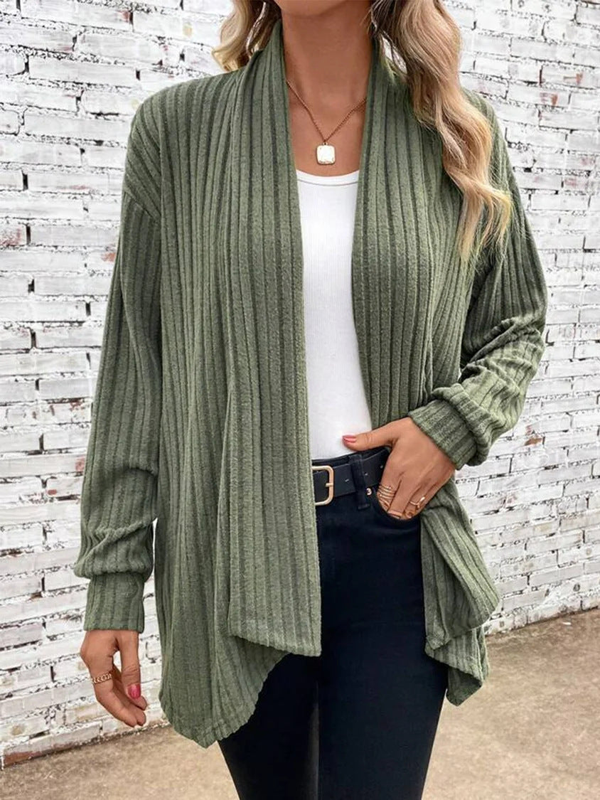 Damen Rippstrick Cardigan Drape-Style