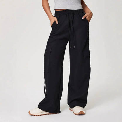Damen Cargo-Hose Elastischer Bund Seitentaschen