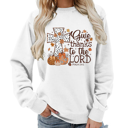 Damen Sweatshirt mit Kreuz-Aufdruck Herbstlich