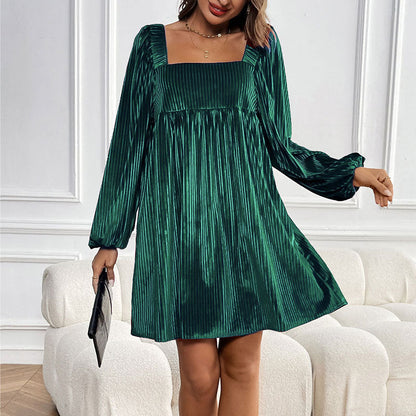 Damen Oversized Kleid Cordstoff Rüschendetail Anthrazit