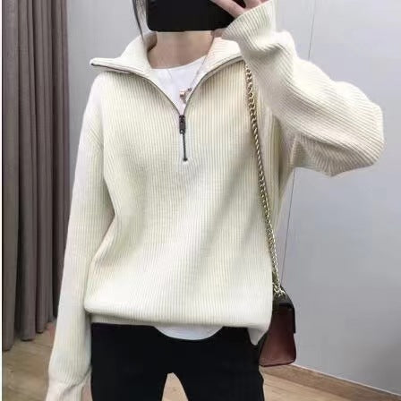 Damen Strickpullover Hochkragen Halbzipp Norvielle - Norvielle