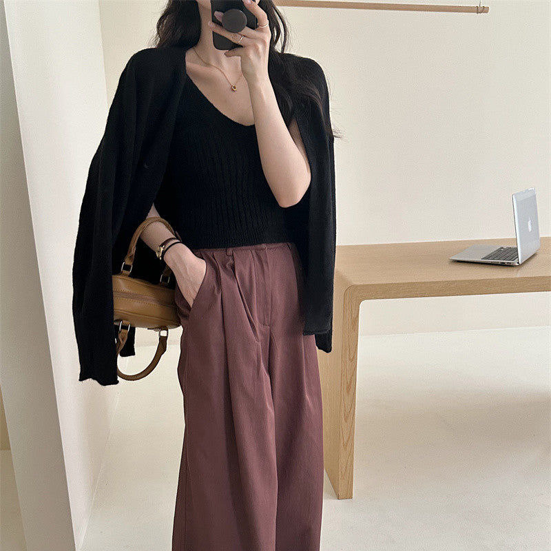 Damen Strickcardigan Offene Ärmel Weich Flauschig Beige