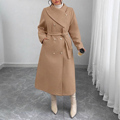 Damen Wollmantel Eleganter Doppelknopf