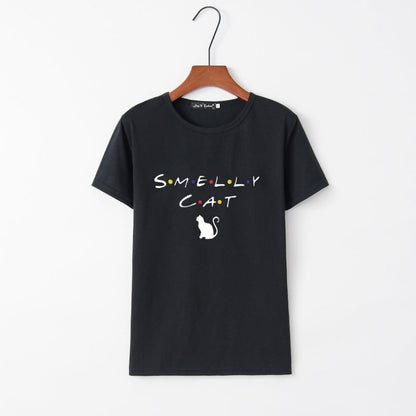 Damen T-Shirt Katzenmotiv Rundhals Norvielle