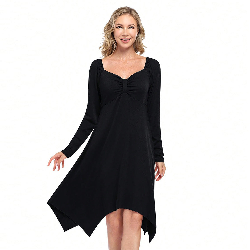 Damen Asymmetrisches Longkleid Langarm Gerafftes Oberteil - Norvielle
