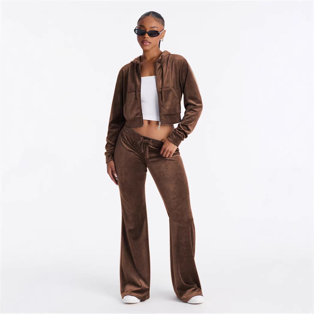 Damen Cropped Kapuzenjacke Stylischer Reißverschluss Praktische