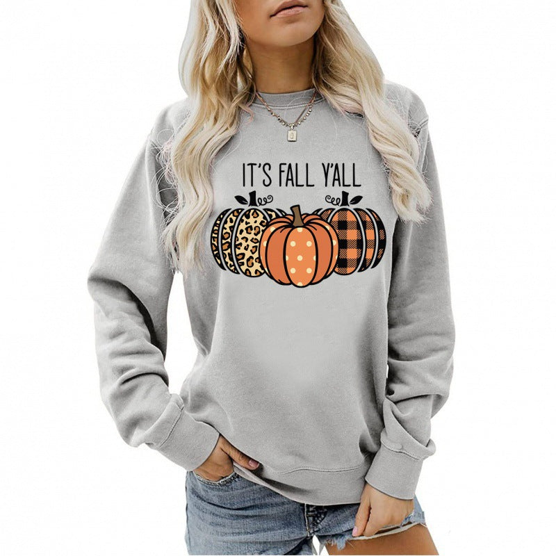 Damen Sweatshirt Herbstmotiv Baumwolle Bequem Grün