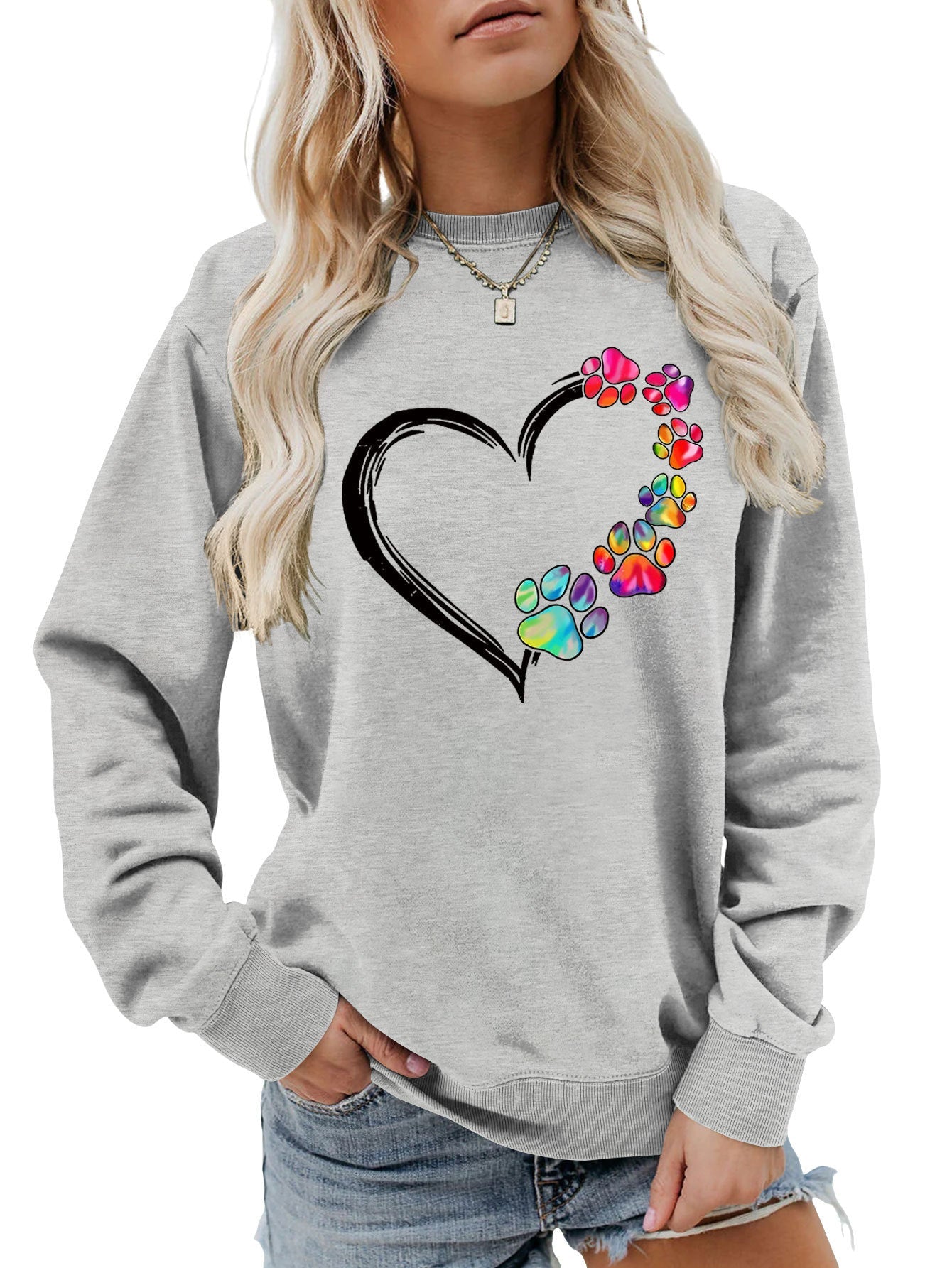 Damen Sweatshirt Pfotenherz-Design Norvielle