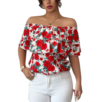 Damen Bluse Volant Floralmuster Norvielle