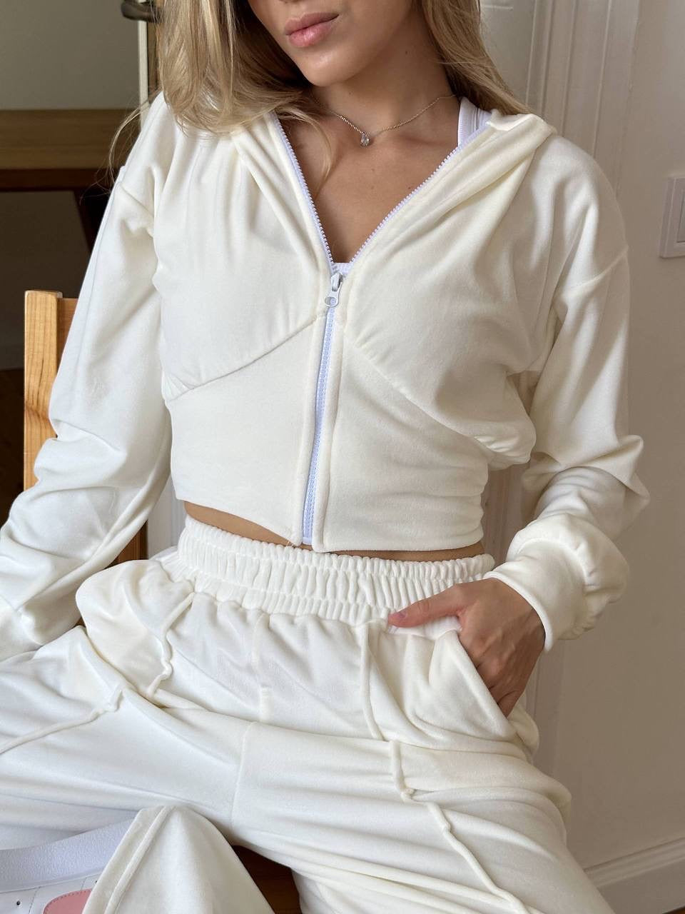 Damen Sport Set Cropped Hoodie Jogginghose Norvielle