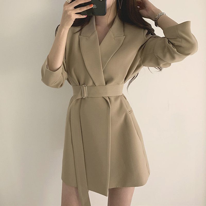 Damen Blazer-Kleid Tailliert Gürtel Norvielle