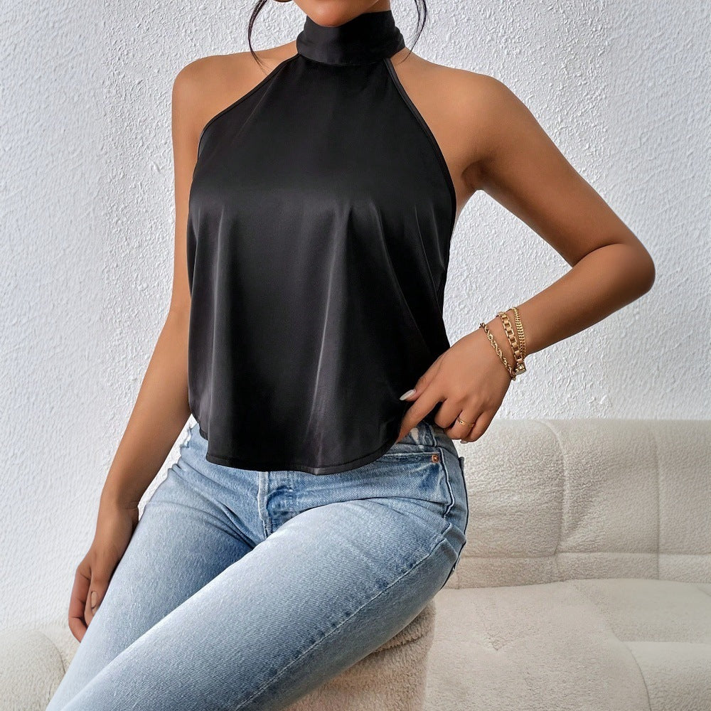 Damen Haltertop Seide Elegantes Design - Norvielle