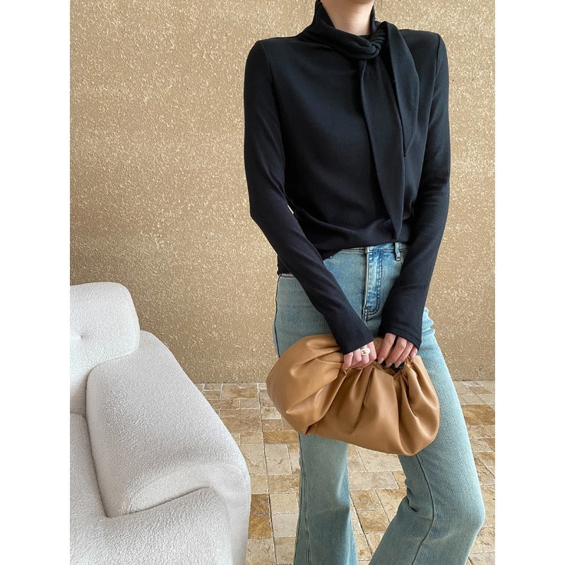 Damen Elegantes Longsleeve Wickelkragen Norvielle