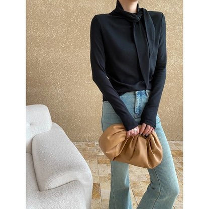 Damen Elegantes Longsleeve Wickelkragen Norvielle