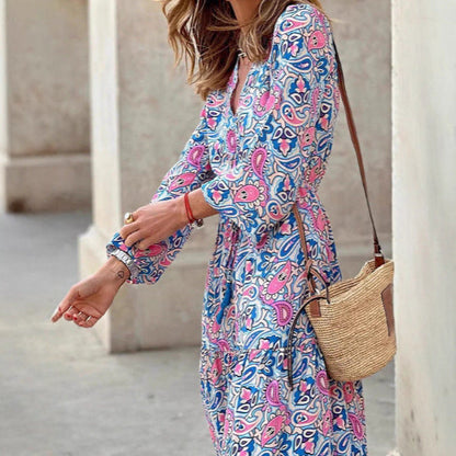 Damen Maxi-Kleid Florales Muster V-Ausschnitt
