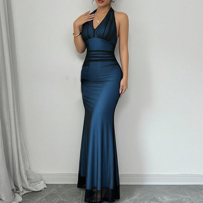 Damen Abendkleid V-Ausschnitt Raffung Norvielle