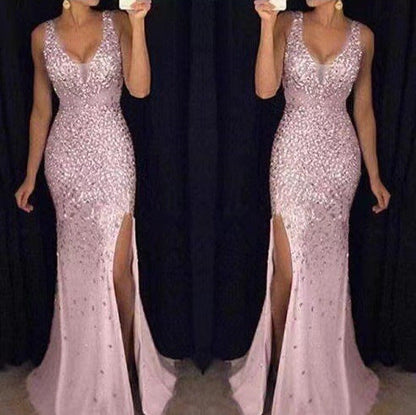 Damen Abendkleid Glitzernd Tiefes Dekolleté Figurbetonter Schnitt - Norvielle
