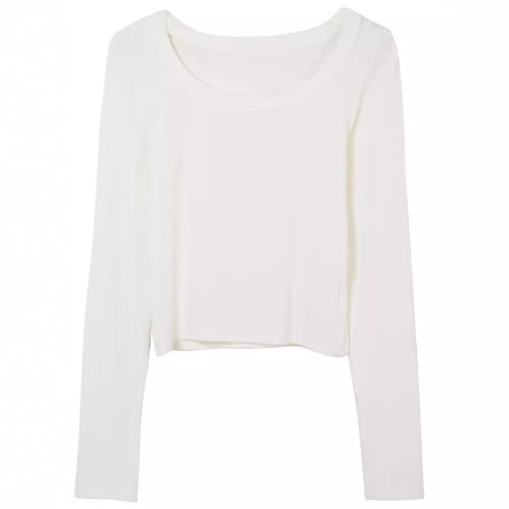 Damen Langarmshirt Figurbetont Weiter Ausschnitt Norvielle
