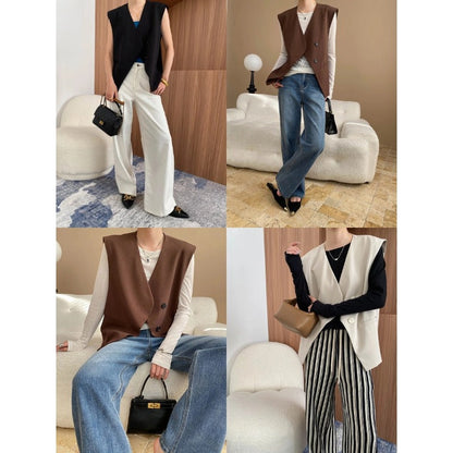Damenweste Asymmetrisch Praktische Taschen Norvielle