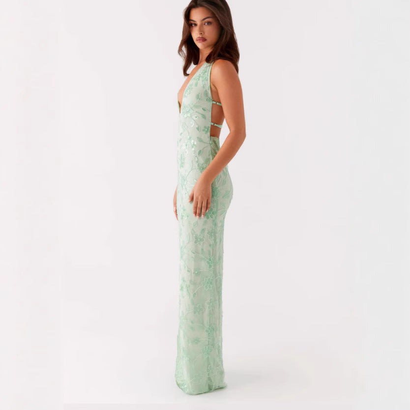 Damen Langarmkleid Spitze V-Ausschnitt Elegant Blumenmuster