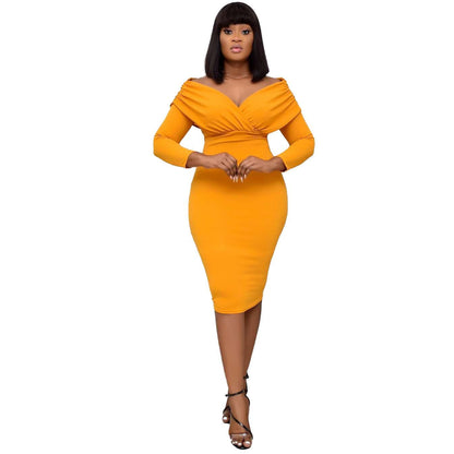 Damen Cocktailkleid Figurbetont Off-Shoulder Rüschendetails